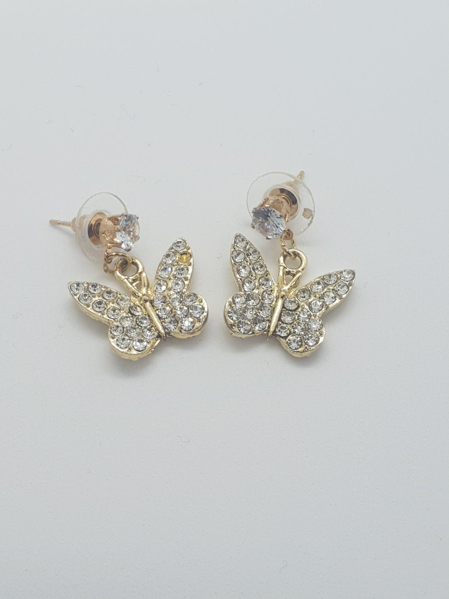 Detalii finisaj Cercei Gold Butterflies din Inox