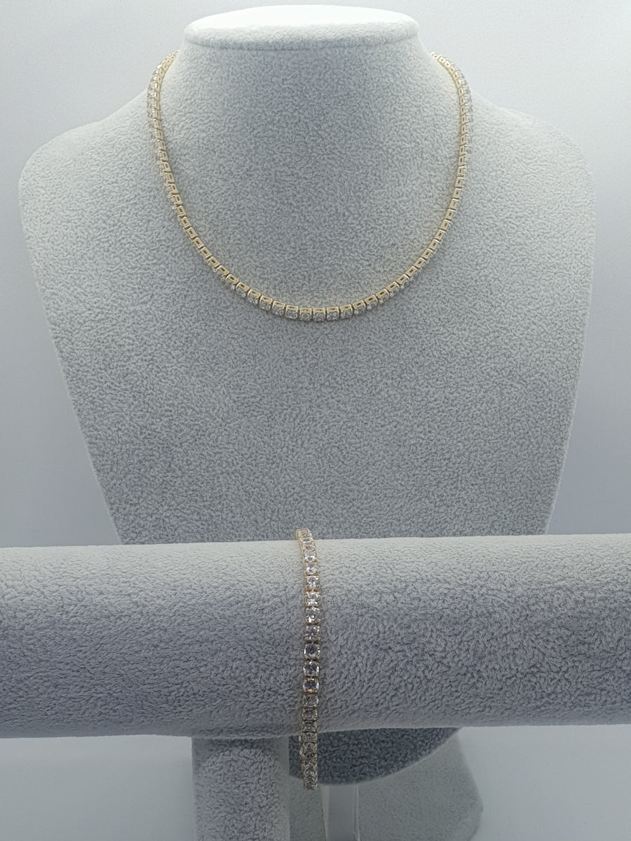 Detalii finisaj Set Tennis Clasic Gold din Argint 925