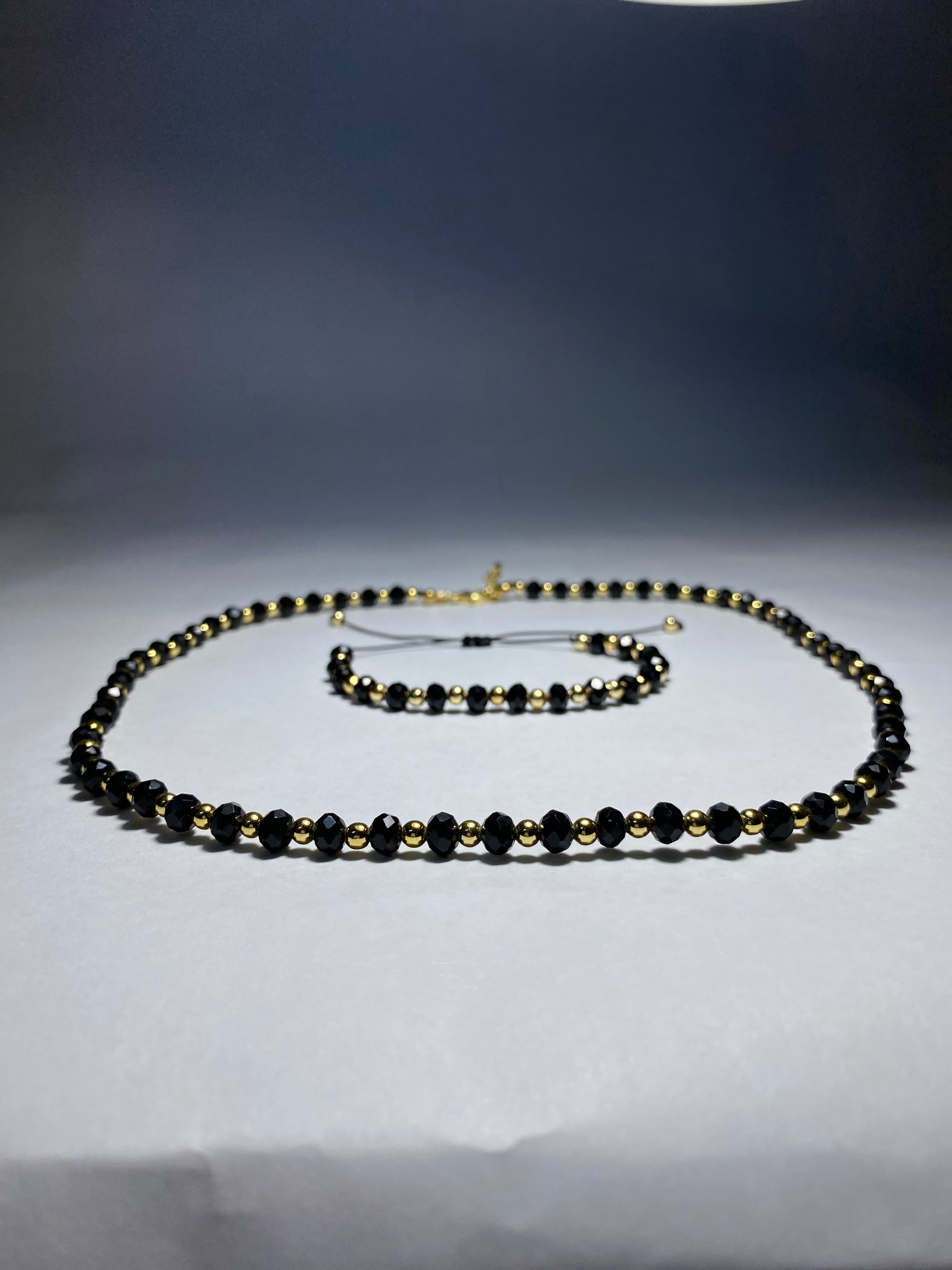 Vedere secundară Set Lanț Si Brățară Cu Bile Din Inox Si Cristale De Zirconiu stil Jewelry Sets
