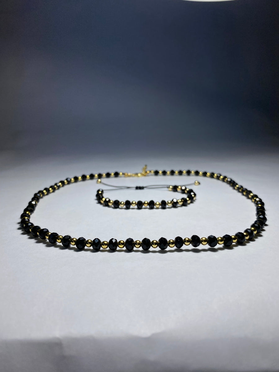 Vedere secundară Set Lanț Si Brățară Cu Bile Din Inox Si Cristale De Zirconiu stil Jewelry Sets
